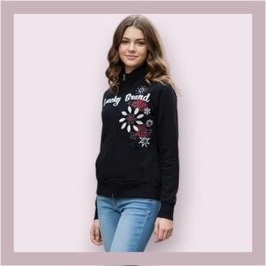 Lucky Brand Navy Jacket with Floral Embroidery